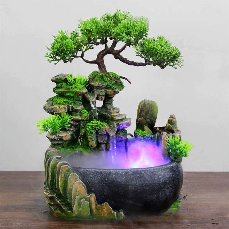 Smart Zen Garden - Resin Waterfall Desktop Fountain With Color
