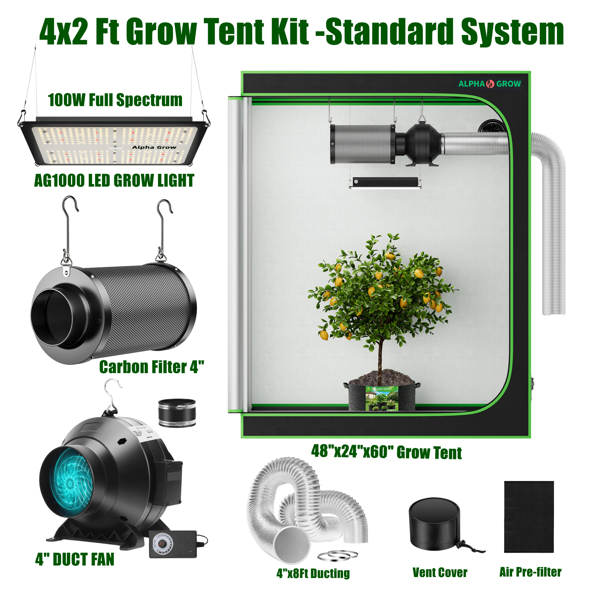 ALPHAGROW 4x2 ft. Grow Tent Ki – обзор и цена Grow Tent Complete Kit