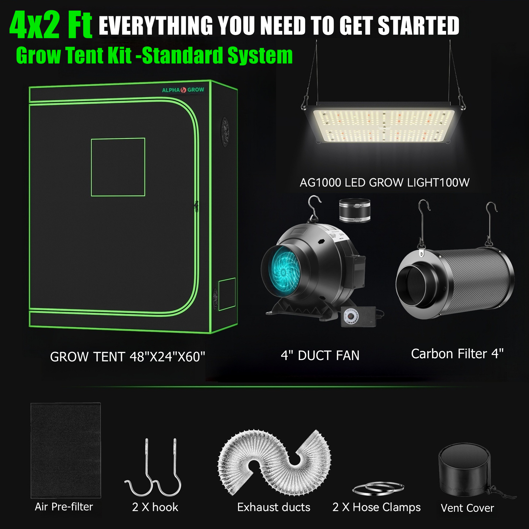 ALPHAGROW 4x2 ft. Grow Tent Ki – обзор и цена Grow Tent Complete Kit
