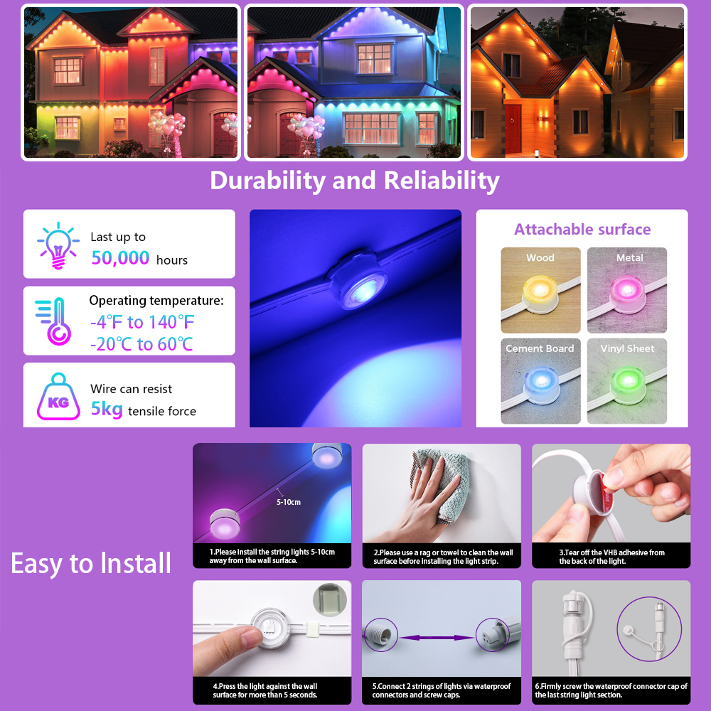 Smart WIFI RGB Eaves Lighting  – обзор и цена Smart Garden Led Lights