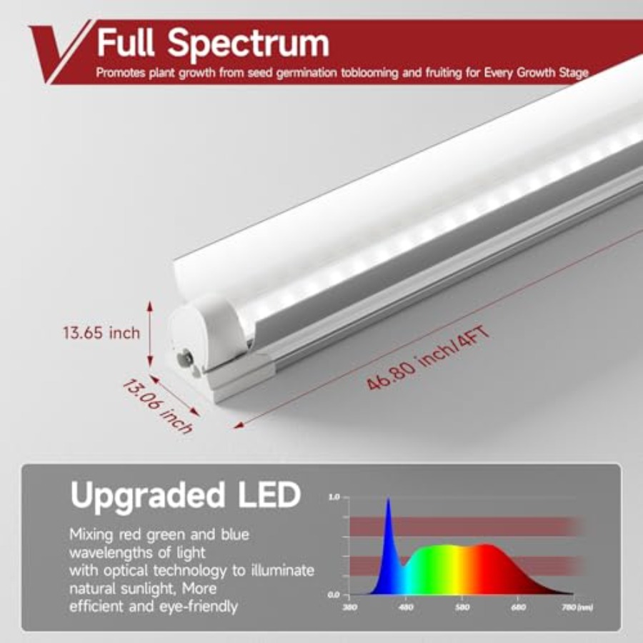 8 Pack LED Grow Light 4FT, 500 – обзор и цена Plant Grow Light Full Spectrum